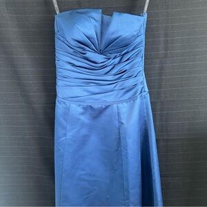 Bill Levkoff Dress Sz 10 Blue Strapless Gown Formal Bridesmaid Dress Full Length